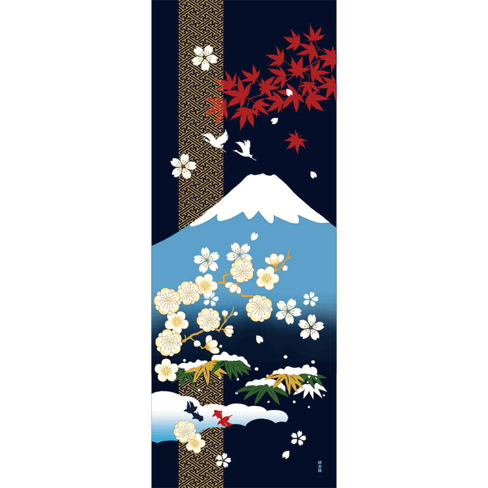 絵てぬぐい　四季富士山