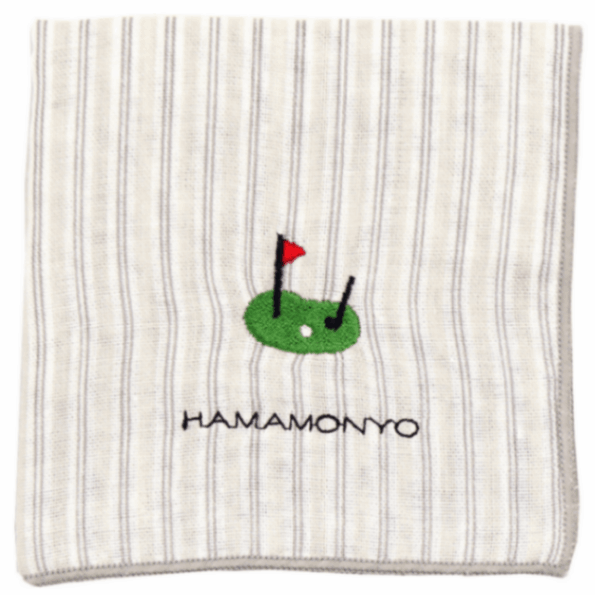 リバーシブルガーゼハンカチ　ストライプとゴルフ