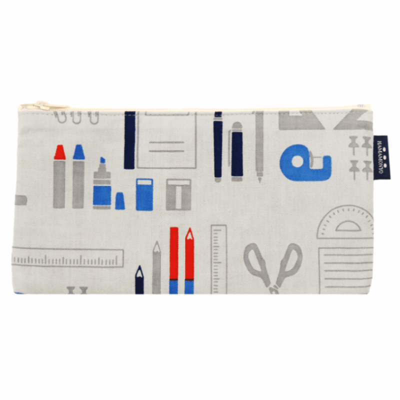 フラットポーチ　文具ならべ