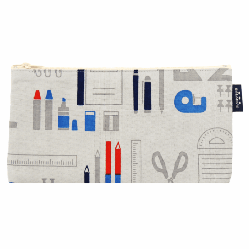 フラットポーチ　文具ならべ