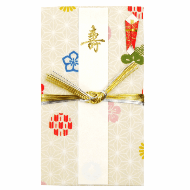 【在庫限りで終了】てぬぐいのはんかち　金封　寿　四季花姫こもん