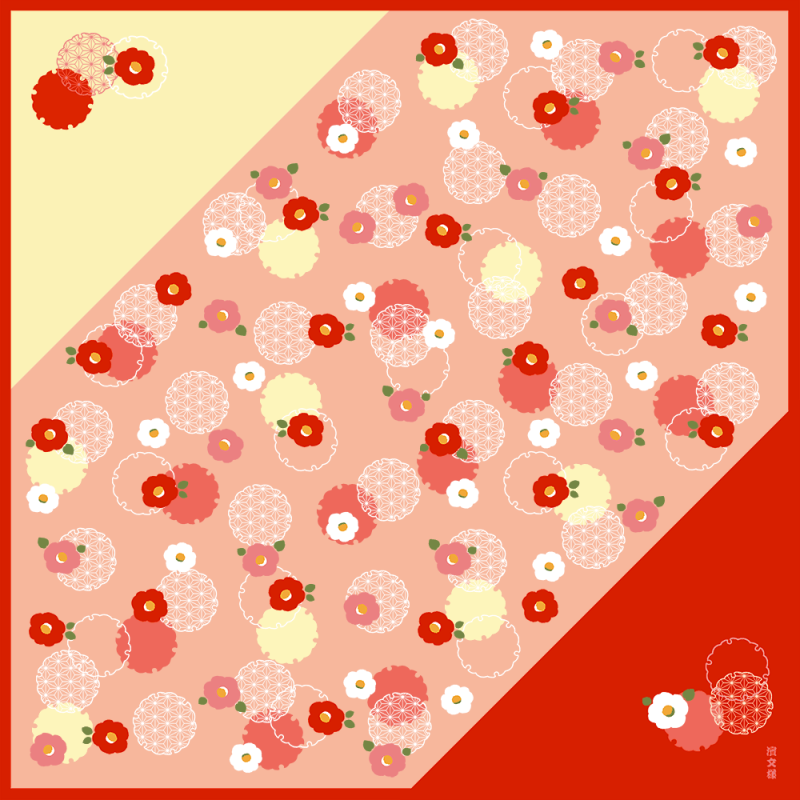 小布　雪輪と椿