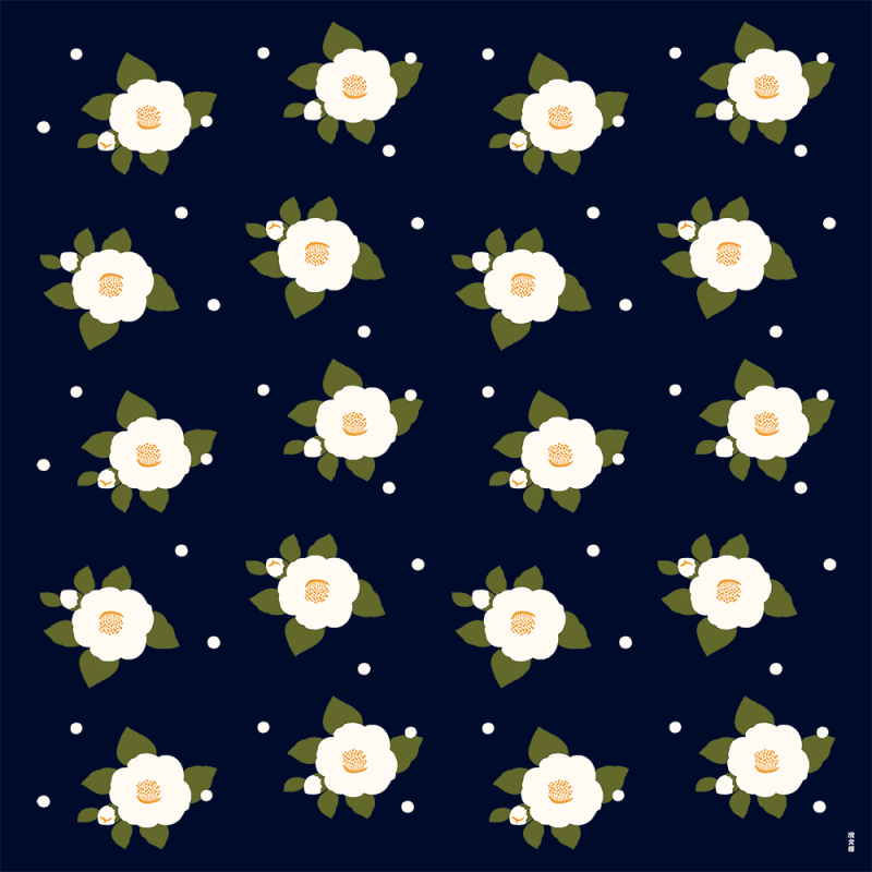 大布　椿と雪玉