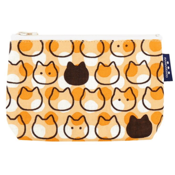 豆ポーチ　ぶち猫ドット