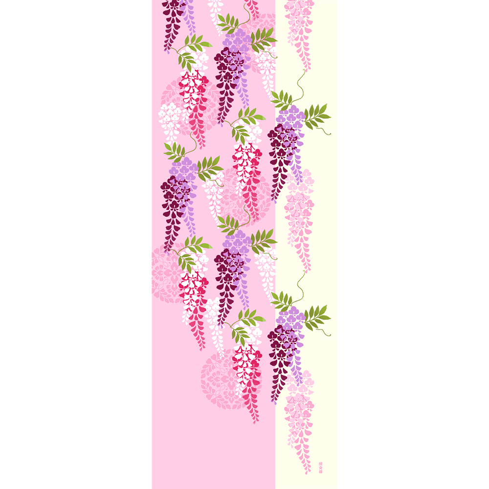 絵てぬぐい　乙女藤と紋