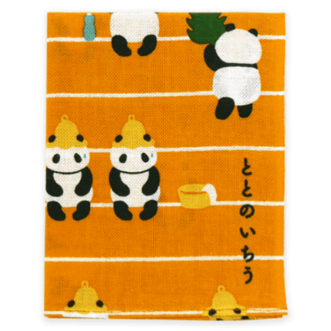 てぬぐいのはんかち　ととのいちうサウナパンダ