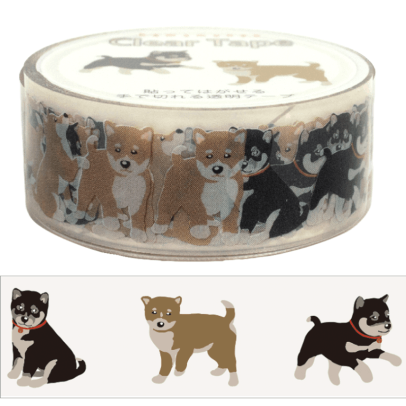 クリアテープ　豆柴と黒柴