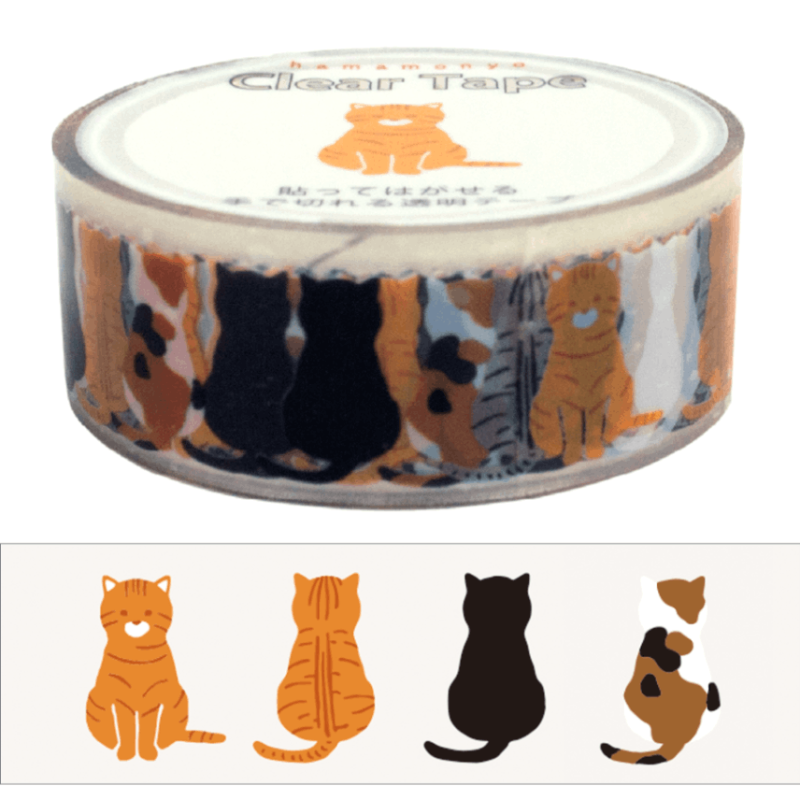 クリアテープ　おすわり猫ならべ