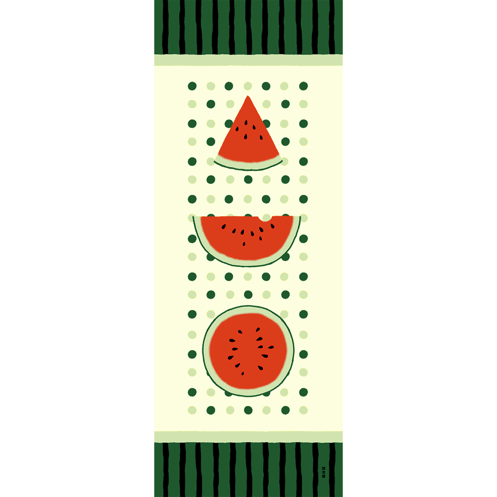 絵てぬぐい　スイカ飾り