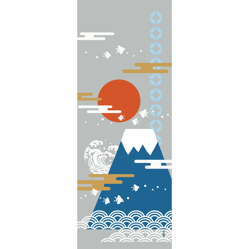 絵てぬぐい　富士山と千鳥あそび