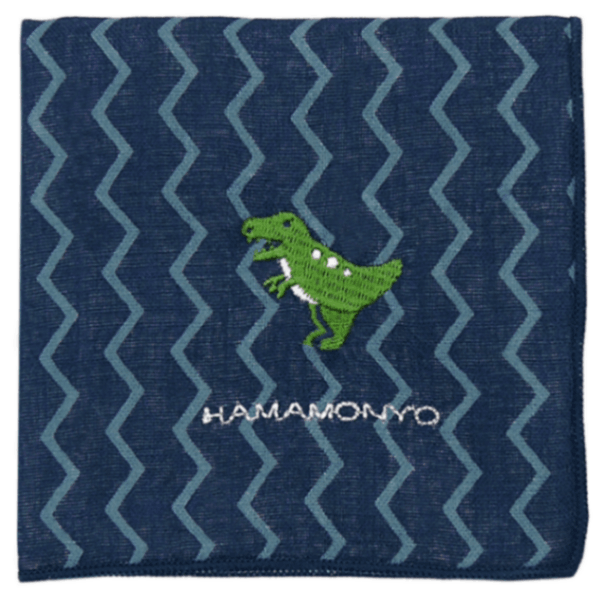 リバーシブルガーゼハンカチ　ギザギザと恐竜