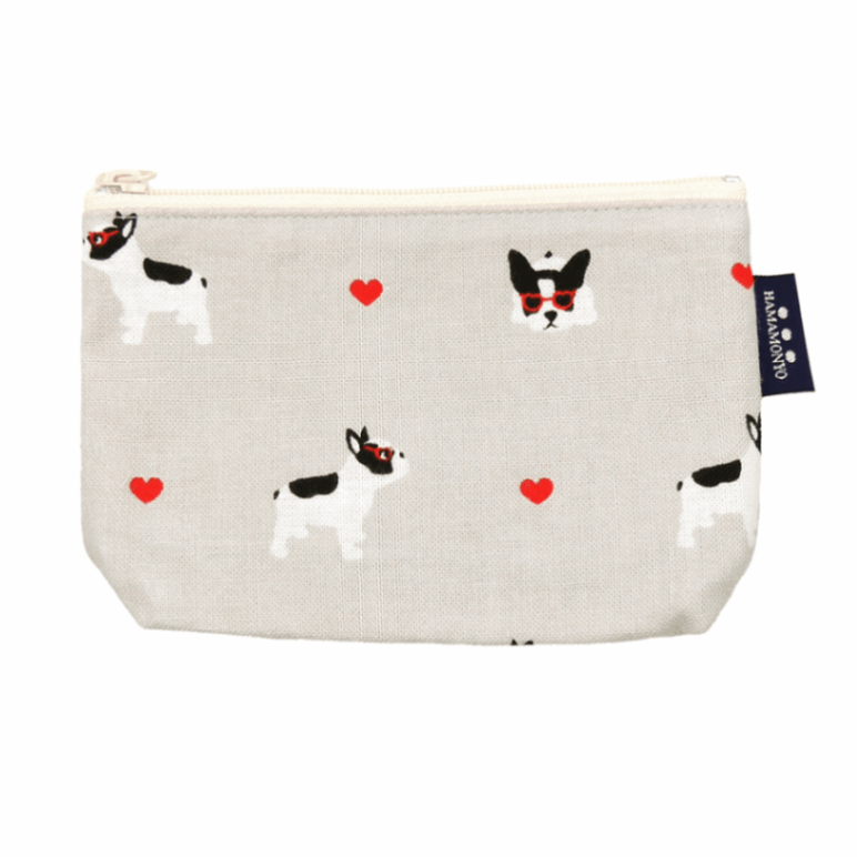 豆ポーチ　フレンチブルハート