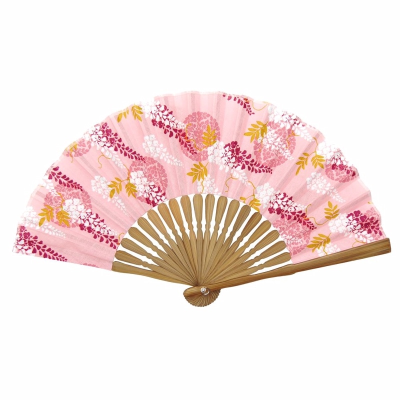 てぬぐい扇子　乙女藤