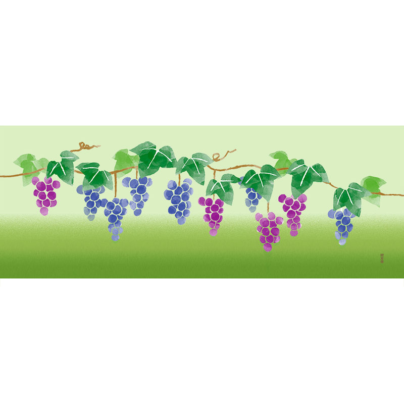 絵てぬぐい　葡萄の香り