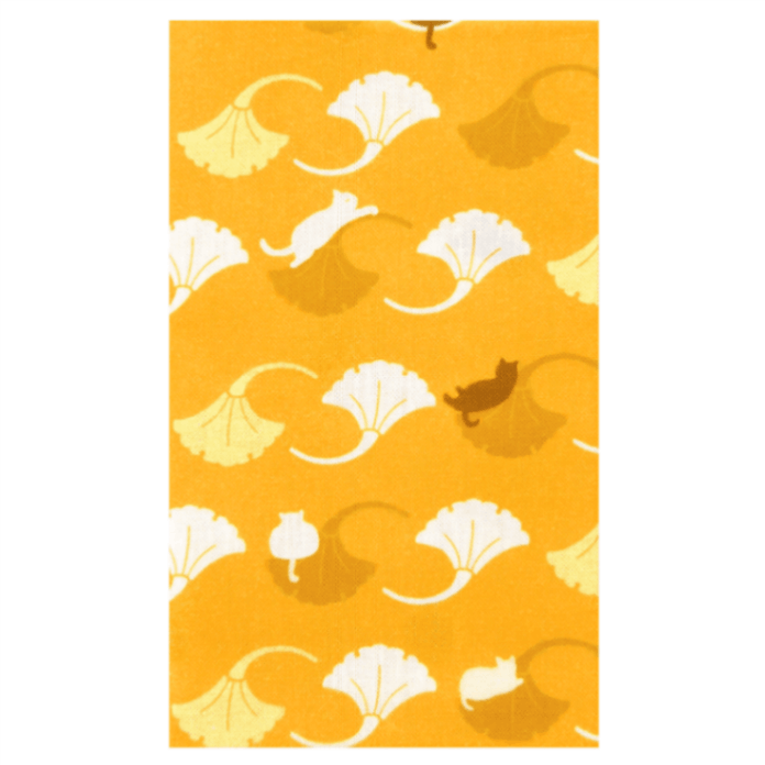 てぬぐい　銀杏紋と猫