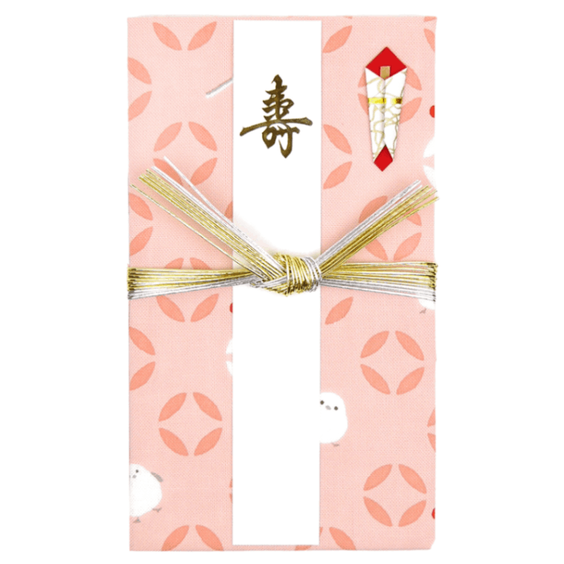 てぬぐいのはんかち　金封　寿　シマエナガ七宝