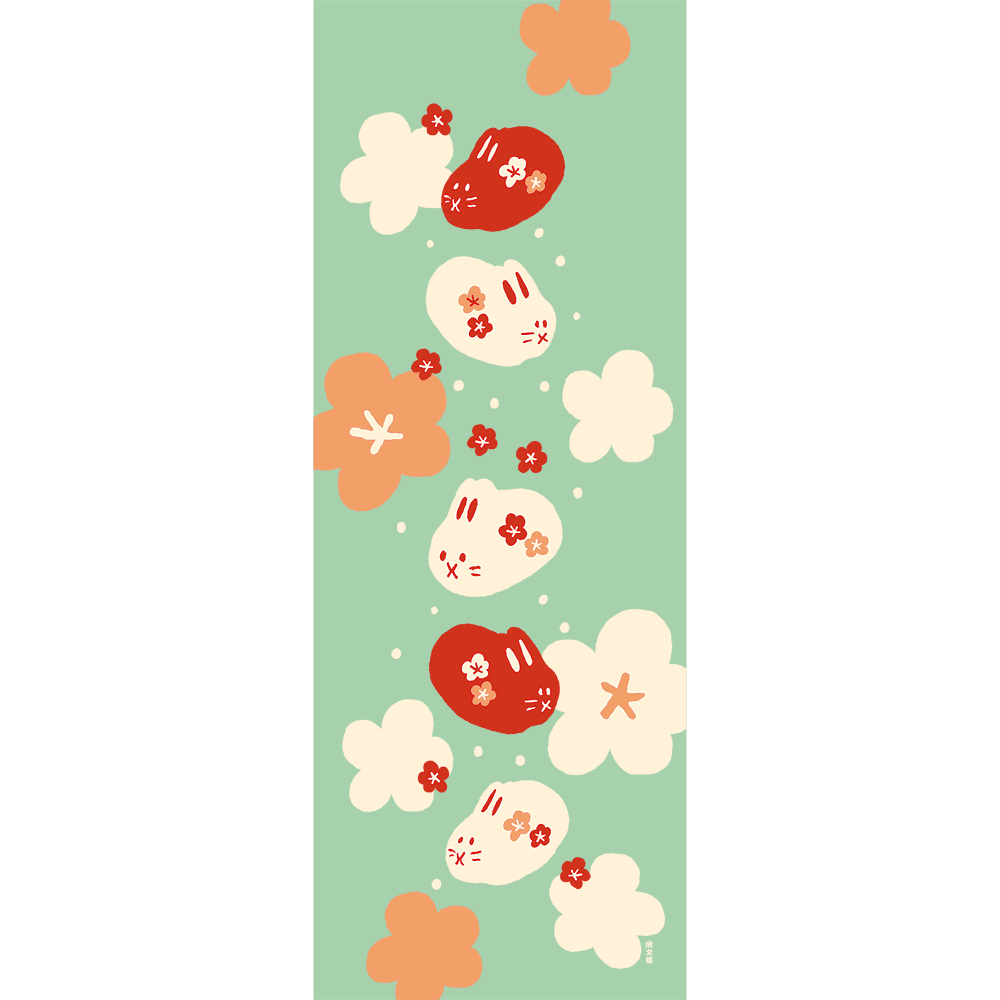 絵てぬぐい　うさぎ小花