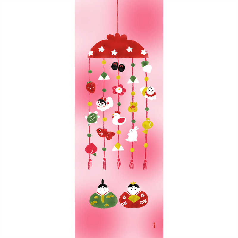 つまみ桜とすが糸のお雛様・押し絵・古布・タペストリー・ハンドメイド