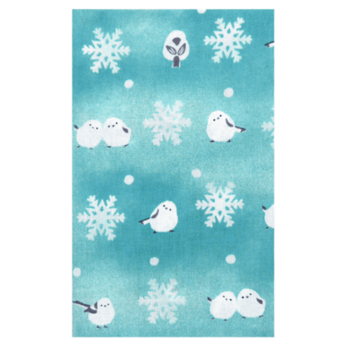 てぬぐい　シマエナガと雪