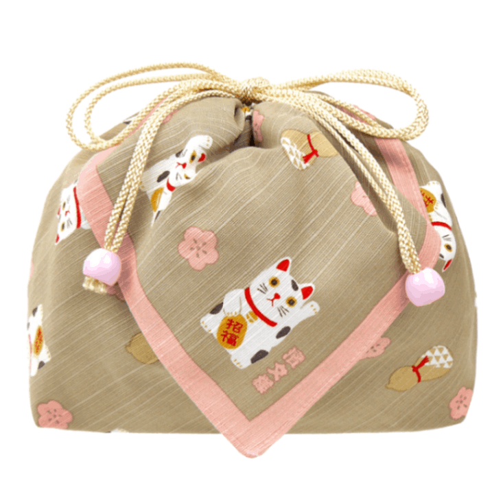 お弁当巾着　ほっこり招き猫