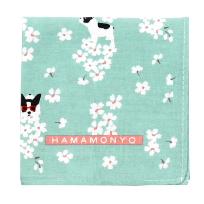 スクエアブロードハンカチ　桜いっぱいにフレンチブルハート