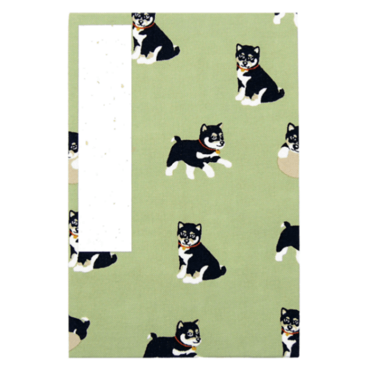 てぬぐい生地の御朱印帳　黒柴くん