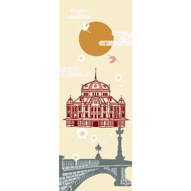 【限定販売】絵てぬぐい　たそがれ東京赤レンガ