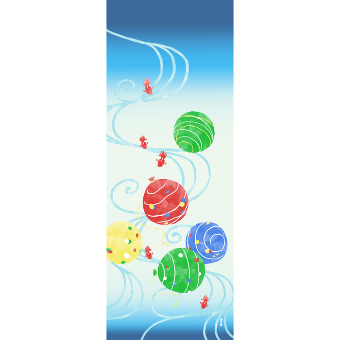 絵てぬぐい　流水ヨーヨー
