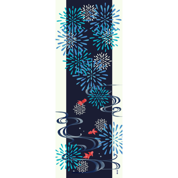 絵てぬぐい　納涼花火