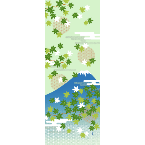 絵てぬぐい　夏もみじと富士山