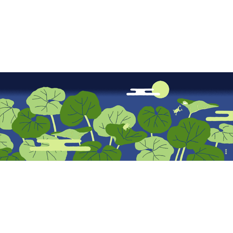 絵てぬぐい　蕗と蛙