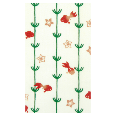 てぬぐい　水草金魚