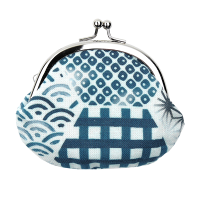 がま口　六角にじみ小紋