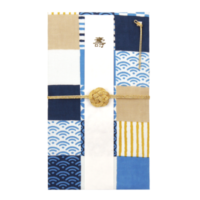 てぬぐいのはんかち　金封　兼用　市松小紋あそび