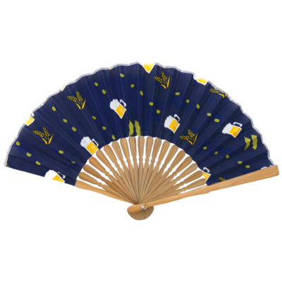 てぬぐい扇子　ビールに枝豆