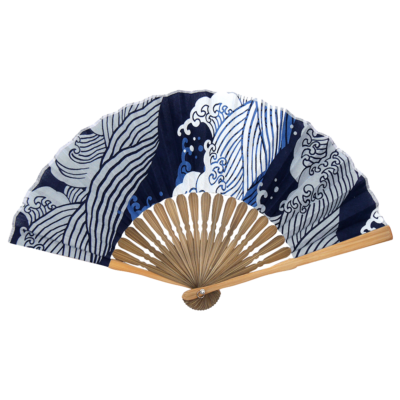 てぬぐい扇子　波濤