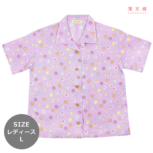 [限定販売]アロハレディースＬ　飴玉ころりん　ムラサキ