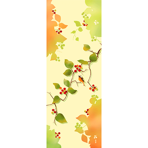 絵てぬぐい　山帰来