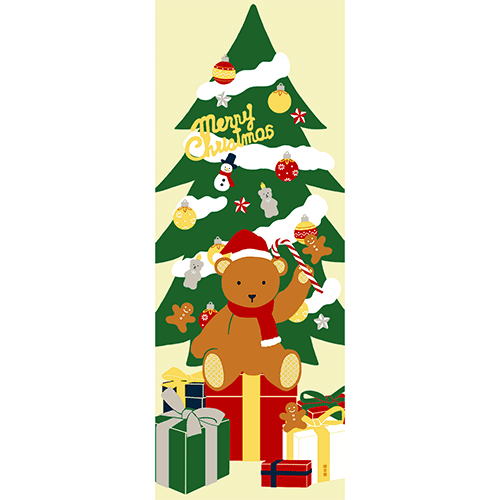 絵てぬぐい　クリスマステディ