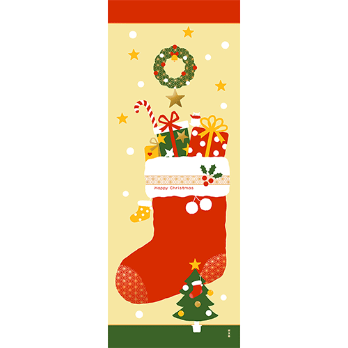 絵てぬぐい　ハッピィクリスマス