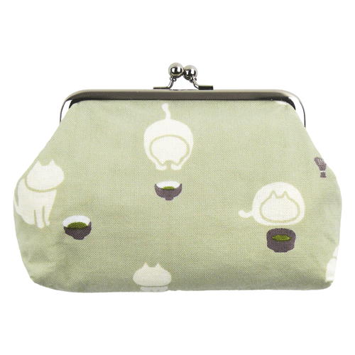 4寸がま口　抹茶ねこ