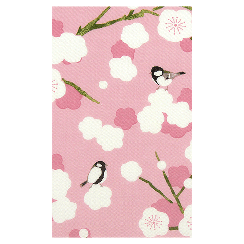 てぬぐい　白梅に四十雀