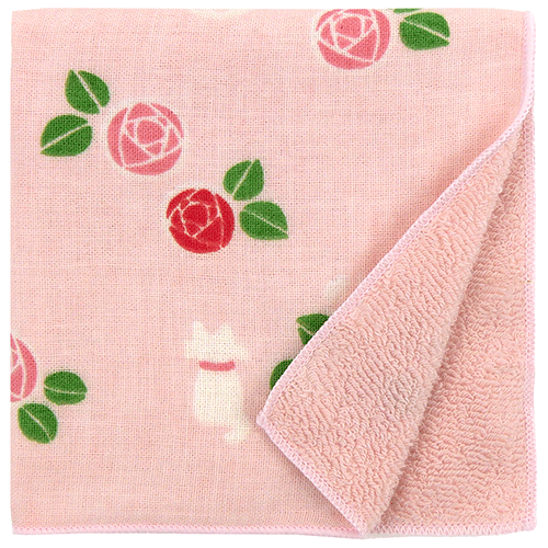 和たおるセミウォッシュ　バラと豆ねこ