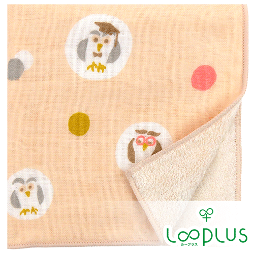 【ループラス】和たおるセミウォッシュ　水玉ふくろう