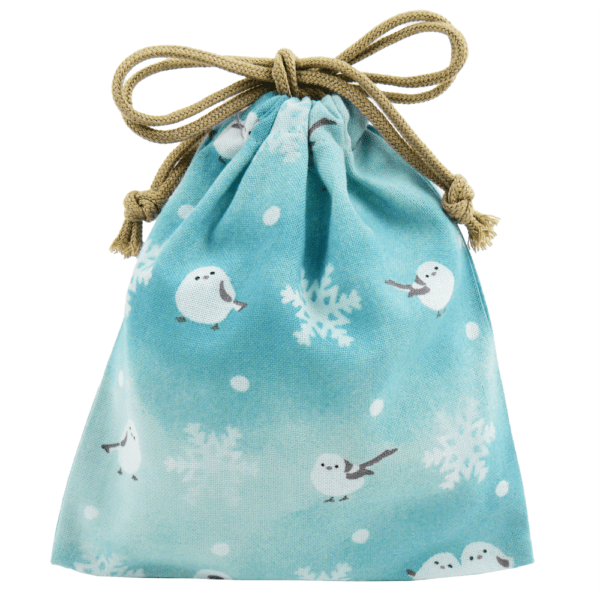 巾着小　シマエナガと雪