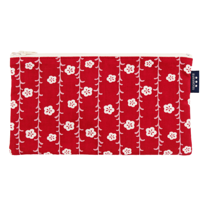 フラットポーチ　枝垂れ梅もよう