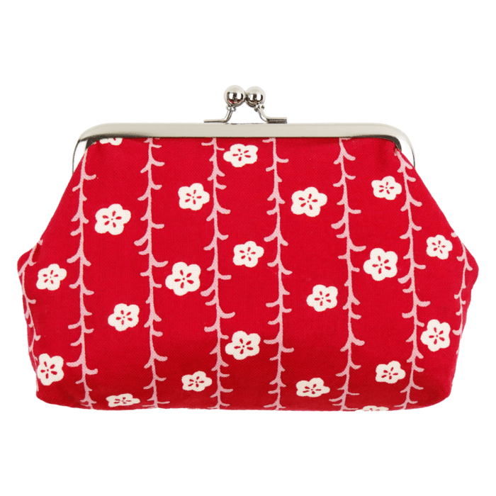 4寸がま口　枝垂れ梅もよう