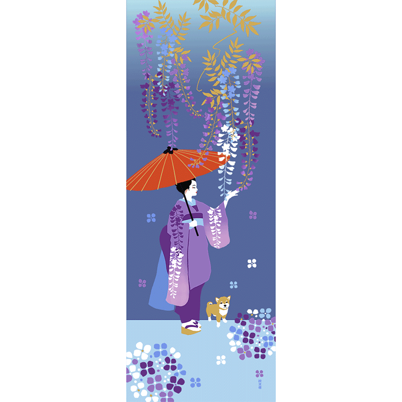 絵てぬぐい　藤花舞妓