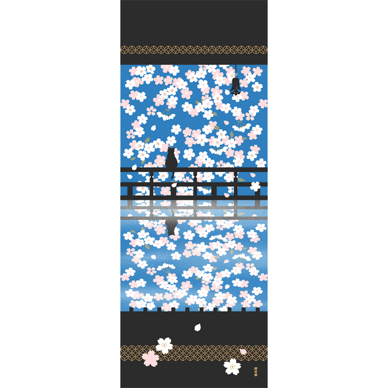 絵てぬぐい　桜鏡