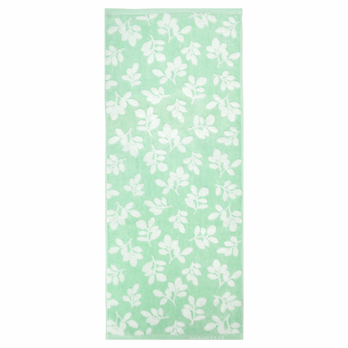 先染めフェイスタオル　リーフ　エメグリーン